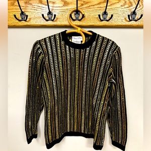 Vintage St. John Wayne gold, silver, bronze sweater as seen on Handpickedinc